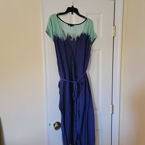 Lane Bryant Blue and Green Raglan Midi Sundress
